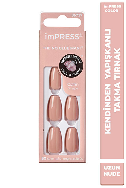 Impress Color Kendinden Yapışkanlı Takma Tırnak Uzun Nude Kiremit