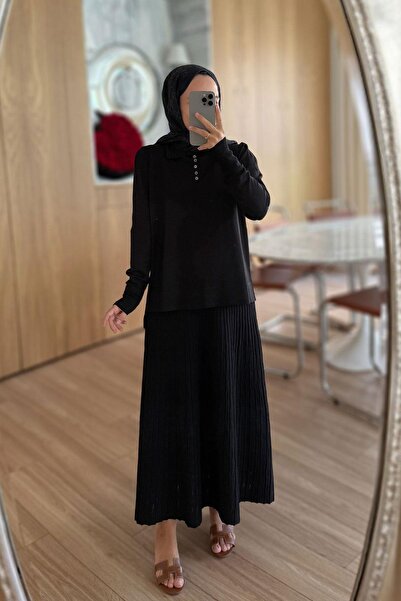 Ka Hijab Mercerized Hijab Set with Wave Skirt - Black