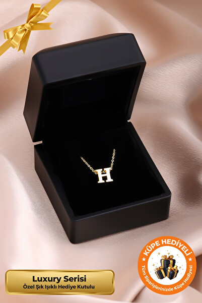Lucente Jewellery Işıklı Hediye Kutulu H Harfi 925 Ayar Gümüş Kaplama Sevgili...