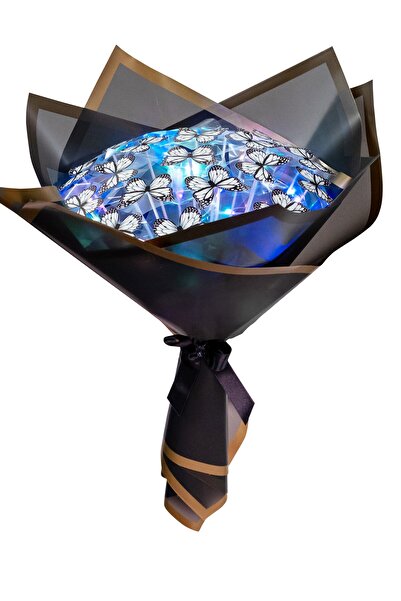 Tosbiş Led Işıklı Siyah Kelebek Buketi , Dekoratif Konsept Hediye Anneye,Sevgiliye,arkadaşa