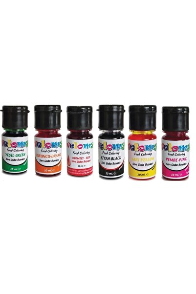 velomy 6 Adet 6 Renk Sıvı Gıda Boyası 10 Gr Su Bazlı Likit Gıda