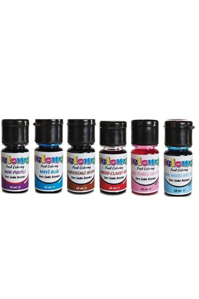 velomy 6 Adet 6 Renk Sıvı Gıda Boyası 10 Gr Su Bazlı Likit Gıda
