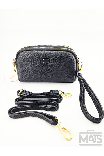 DSN Minimal Siyah Unisex Cift Askılı Çanta Cüzdan