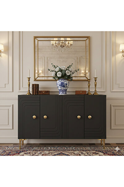 CENEYRA KA1209AG LESSİ120 KONSOL, KAHVE KÖŞESİ ve TV SEHPASI ANTRASİT-GOLD 120cm