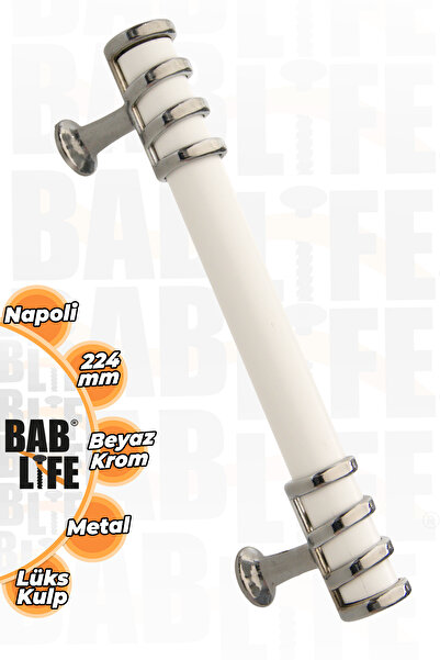 bablife Napoli 224mm White-Chrome Metal Luxury Drawer Cabinet Furniture Handles with All Color Options