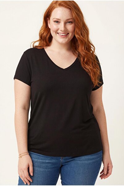 Ebsumu Γυναικείο μπλουζάκι με λαιμόκοψη σε μαύρο χρώμα – Άνετη εφαρμογή, ύφασ...