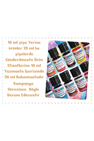 velomy 6 Adet 6 Renk Sıvı Gıda Boyası 10 Gr Su Bazlı Likit Gıda