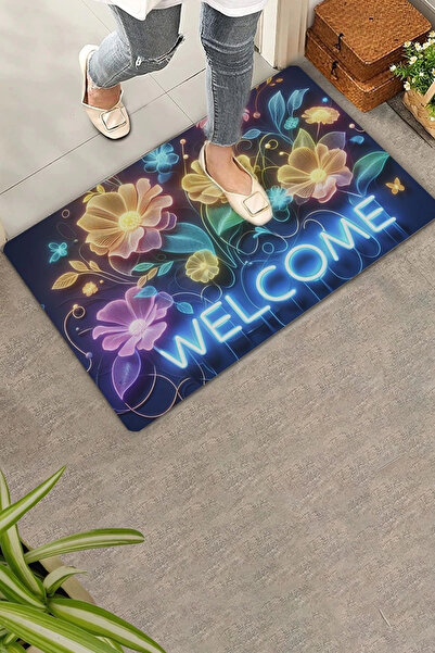 Valerine Life Mop de bun venit Neon Lotus Flowers 45x70cm