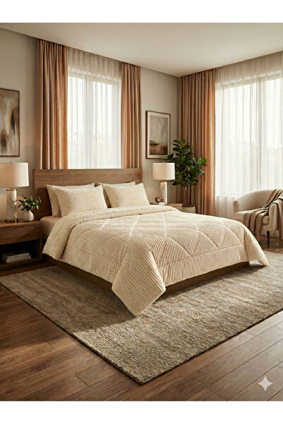 gülce home Sherpa Çift Taraflı Yorgan Seti ( Uyku Seti ) Çift kişilik 3 Parça