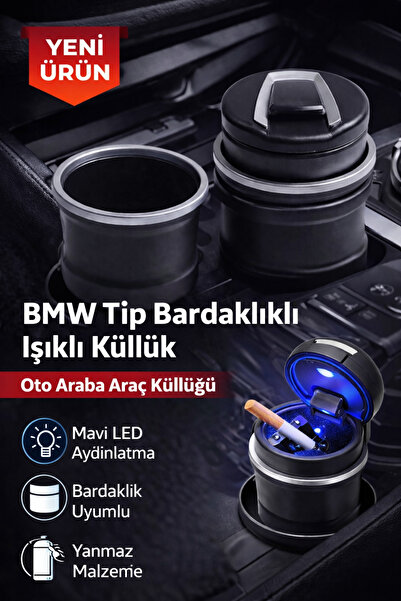 Murat Süs Bmw Tip Bardaklıklı Işıklı Küllük Oto Araba Araç Küllüğü