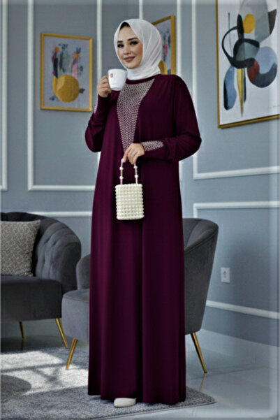 modamira Kadın Vişne Sandy Önü Ve Kol Manşetleri Taşlı Boydan Genç Anne Teset...