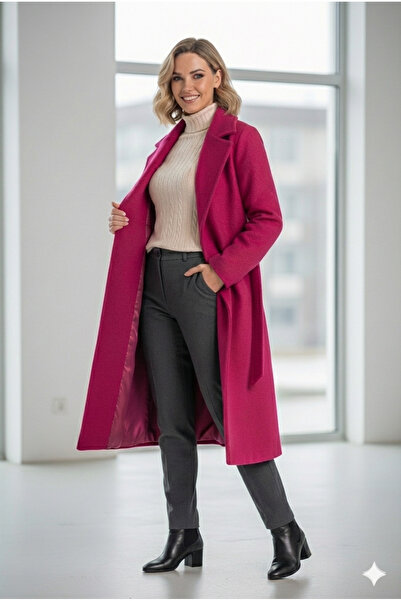 MİSS PERRY Kemerli Içi Astarlı Uzun Kaşe Kaban