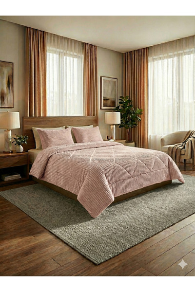 gülce home Sherpa Çift Taraflı Yorgan Seti ( Uyku Seti ) Çift kişilik 3 Parça