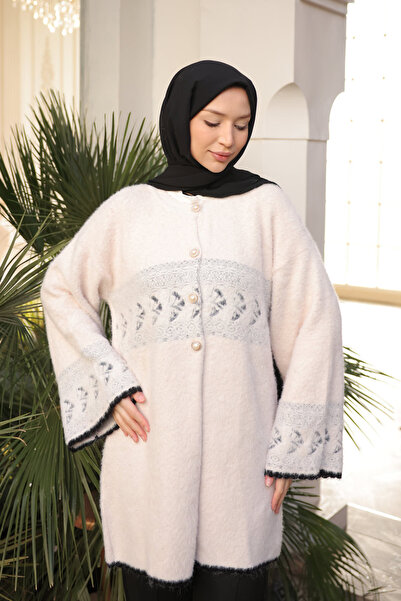 İmajButik كارديجان تريكو ناعم من أنجورا بنقشة البودرة