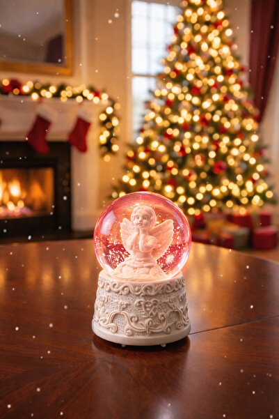 HediyeMüzesi Sevgililer Günü Temalı Özel Renkli Cam Mini Kar Küresi Melekli