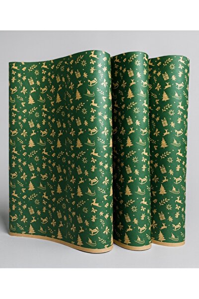 TULİ 5 Adet Yılbaşı Temalı Hediye Paketleme Kağıdı 50 x 70 cm