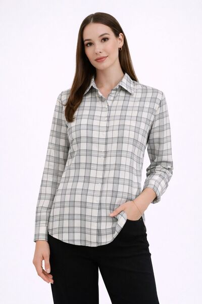 MG قميص أنيق بنقشة مربعات عند الخصر