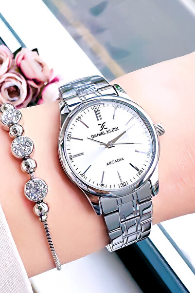 Daniel Klein Vintage Kasa Su Geçirmez Kadın Kol Saati Gümüş Renk Çelik Kordon Hediye Bileklik DKBY2033C3