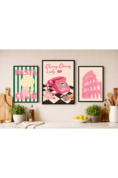 Koi Art Design Μοντέρνα διακόσμηση κουζίνας Μαύρο/Λευκό Σετ ζωγραφικής 3 τεμα...