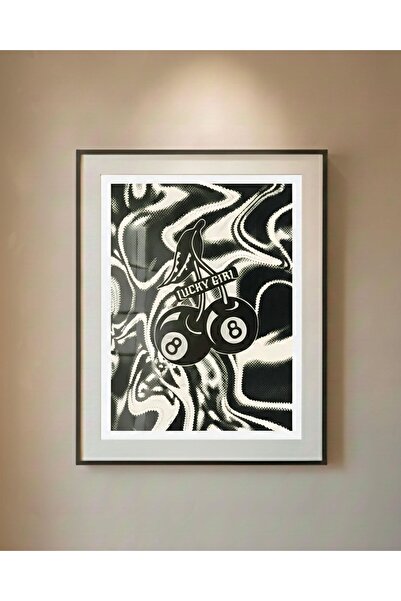 Store Lucky Girl – Minimal Siyah Beyaz Poster | Modern Duvar Dekoru 30x40
