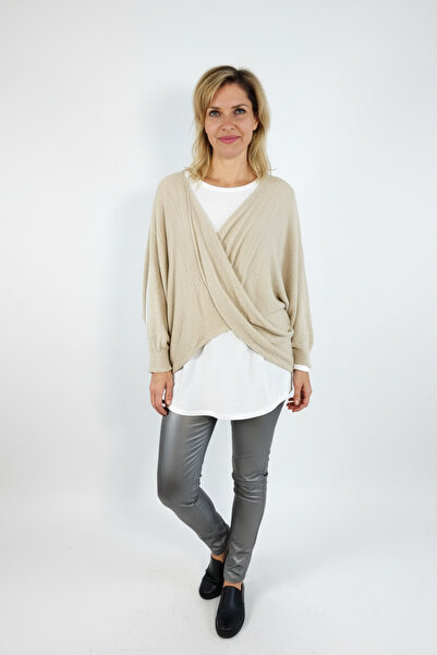 SHOPPEBUTİK Salaş Kesim Degaje Yakalı Merserize Triko Bohem Şıklık Standart Beden