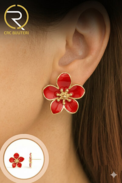 Crc Bijuteri Women's Flower Flower Earrings