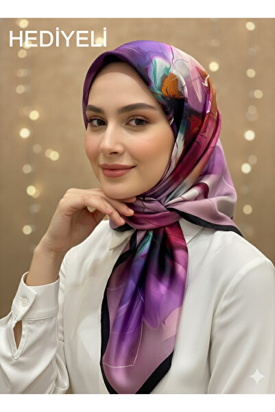 Picasso وشاح كريستالي أسود-فوشيا بمظهر حريري – تصميم أنيق من التويل 90×90