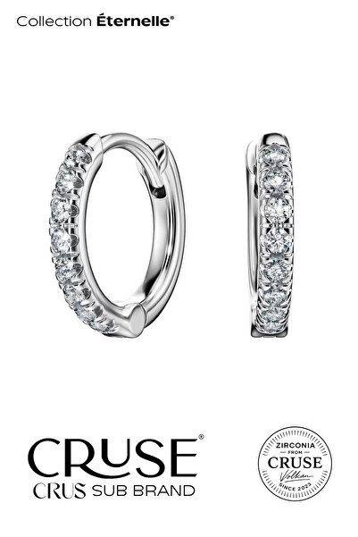 Cruse 925 Ayar Gümüş Éternelle™ 0.1 ct Halka Küpe 18 Ayar Beyaz Altın Kaplama