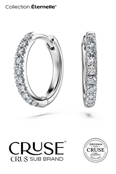 Cruse 925 Ayar Gümüş Éternelle™ 0.2 ct Halka Küpe 18 Ayar Beyaz Altın Kaplama