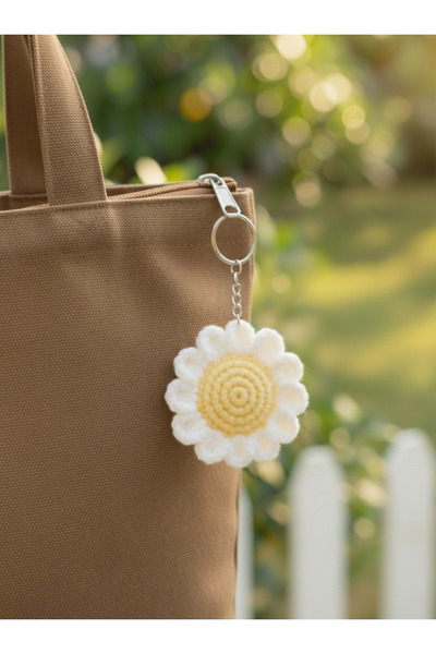 ADeN Accessories & Punch El Örgüsü Amigurumi Papatya Anahtarlık Çanta Süsü | ...