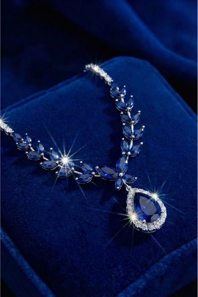 Shelby Silver Sapphire Wings Kolye 925 Ayar Gümüş Kolye