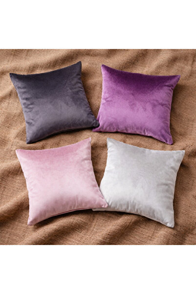 Alacastore Düz Renk 4 Lü Kadife Kırlent Kılıfı Seti