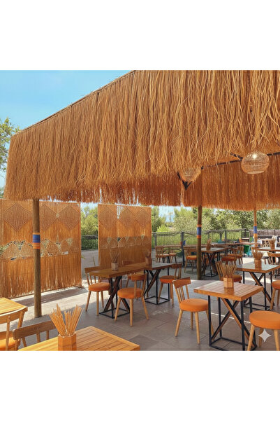 özgazi Dekoratif Doğal Hasır Püskül Ot Rafya-3 Metre x 75 Cm-Bahçe Balkon Çit...
