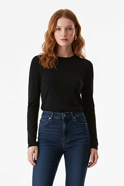 Fulla Moda Базовий трикотажний светр з круговим вирізом