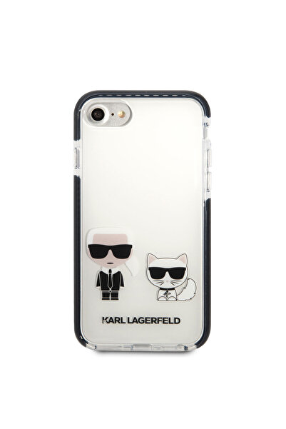 Karl Lagerfeld غطاء حماية لهاتف iPhone 7 ذو حواف سوداء من السيليكون بتصميم K&C