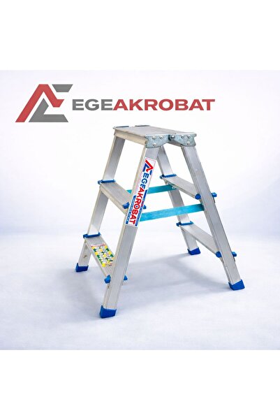 EGE AKROBAT 3 Basamaklı Çift Çıkışlı 3 + 3 Alüminyum Merdiven