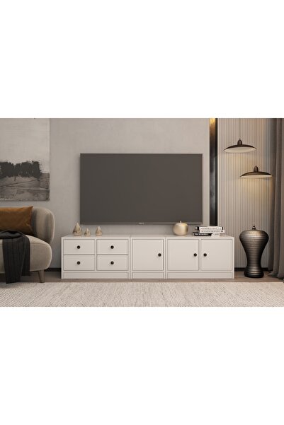 Nettrends Dolapli Çekmeceli Tv Ünitesi Beyaz Tvt-1027-Ç