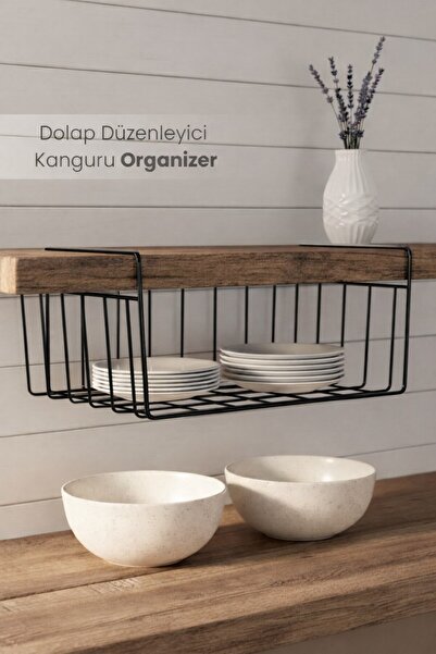 Sas Haus منظم خزانة كانجارو - منظم مناشف قابل للتعليق، منظم للحمام والمطبخ، أسود