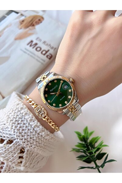 Ferrucci ساعة يد نسائية بسلك فولاذي مقاوم للماء بطول 30 متر - ضمان لمدة عامين...