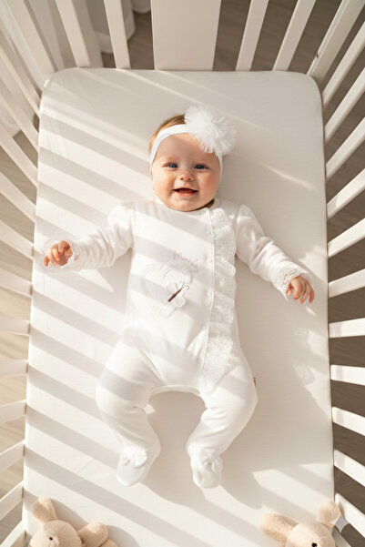 Miniday Baby Baby Girl Mevlütlük Jumpsuit with Bandana and Lace