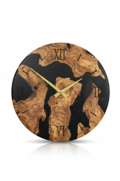 GökçesanSehpa Modern Ahşap Epoksi Saat