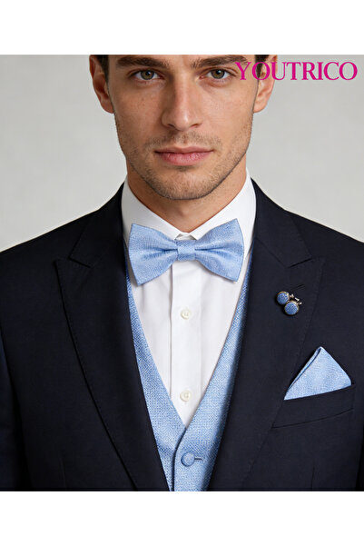 Youtrico ربطة عنق على شكل منديل بدلة - أزرار أكمام فاخرة مصنوعة يدويًا - 3 قطع