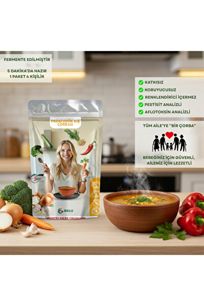 Belu Gıda Atölyesi Şehriyeli Probiyotik Kış Çorbası 60 gr (4 Porsiyon) Pestis...