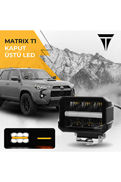 C9 Matrıx T1 Kare Turuncu Beyaz Gündüz Led Kaput Üstü Led 15,000 Lümen 100 Watt 12-24 Volt 1 Adet