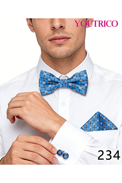 Youtrico ربطة عنق بدلة، منديل، أزرار أكمام - صناعة يدوية فاخرة، 3 قطع
