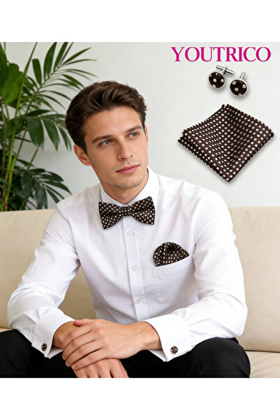 Youtrico ربطة عنق بدلة، منديل، أزرار أكمام - صناعة يدوية فاخرة، 3 قطع