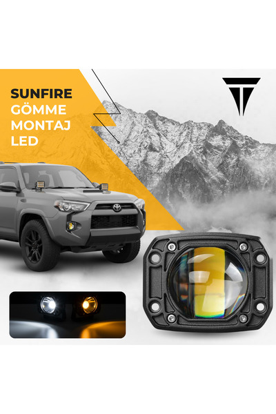 C9 Sunfire 18w Uyumlu Çift Renk Gömme Montaj Sarı Beyaz 8cm 5 Modlu Off Road ...