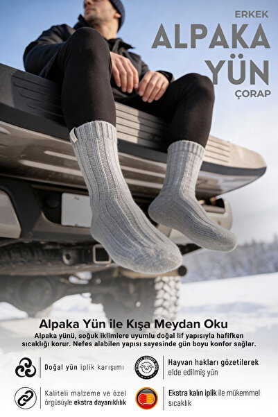 Bolero جوارب شتوية من صوف الألبكة للرجال باللون الرمادي