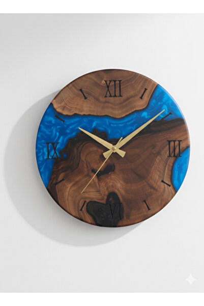 GökçesanSehpa Modern Ahşap Epoksi Saat