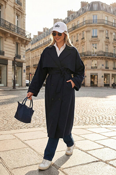 Lela Оверсайз-крій, круазе-комір, застібка на ґудзики, довгий тренч з поясом ...